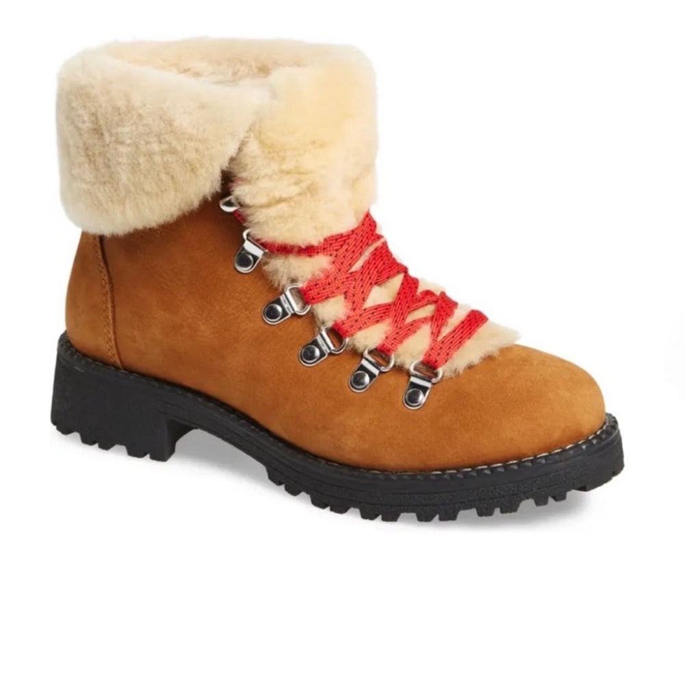 J.Crew Nordic Shearling Glazed Pecan Brown Boots size 8
